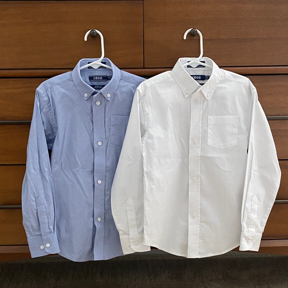 IZOD Boys Button-Down Shirt - White and Light Blue